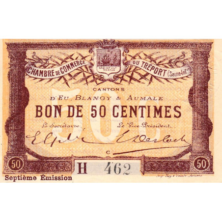 Le Tréport - Pirot 71-28 - 50 centimes - Lettre C - Série H - 7e émission - 1916 - Etat : SPL