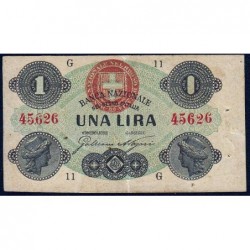 Royaume d'Italie - Pick S 731 - 1 lira - Série G 11 - 17/07/1872 - Etat : TTB+