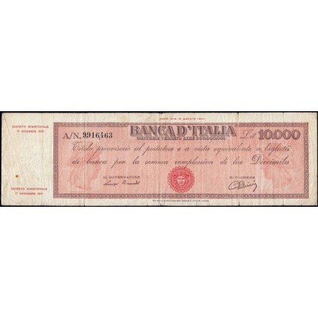 Italie - Pick 87a_3 - 10'000 lire - Série A - 17/12/1947 - Etat : TTB-