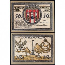 Allemagne - Notgeld - Langensalza - 50 pfennig - 1921 - Etat : SPL