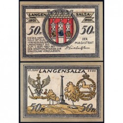 Allemagne - Notgeld - Langensalza - 50 pfennig - Type 3 - 1921 - Etat : SPL