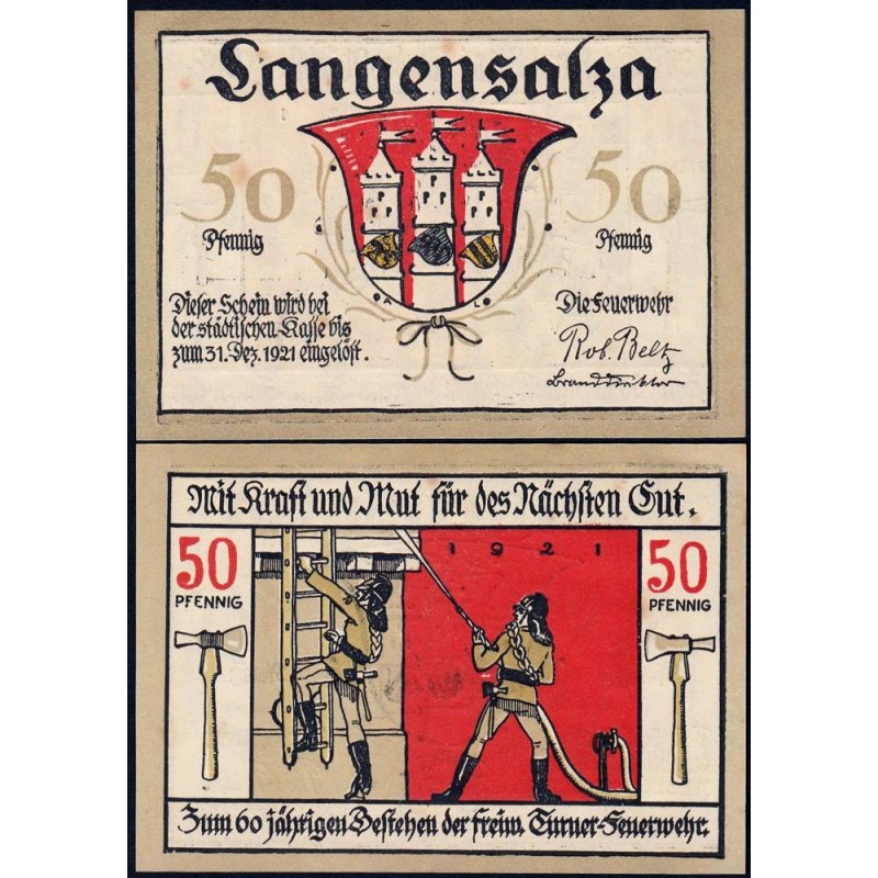 Allemagne - Notgeld - Langensalza - 50 pfennig - Réf. b - 1921 - Etat : SPL