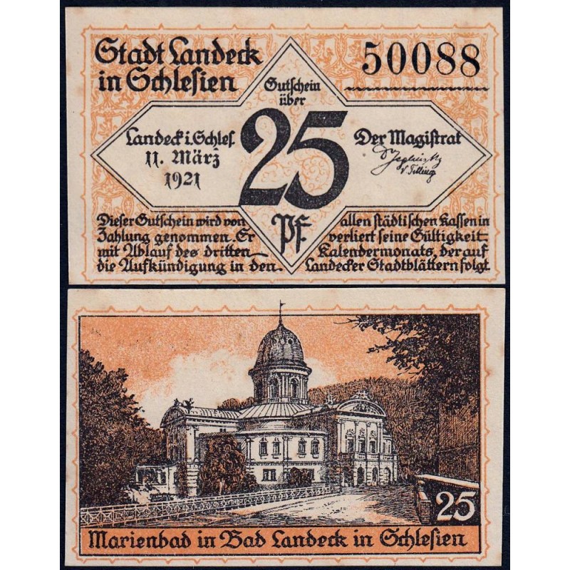 Pologne - Notgeld - Landeck (Ledyczek) - 25 pfennig - 11/03/1921 - Etat : SPL