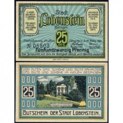 Allemagne - Notgeld - Lobenstein - 25 pfennig - 15/03/1921 - Etat : NEUF