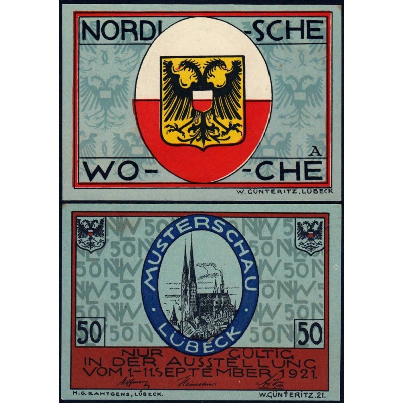 Allemagne - Notgeld - Lübeck - 50 pfennig - Série A - 01/09/1921 - Etat : NEUF
