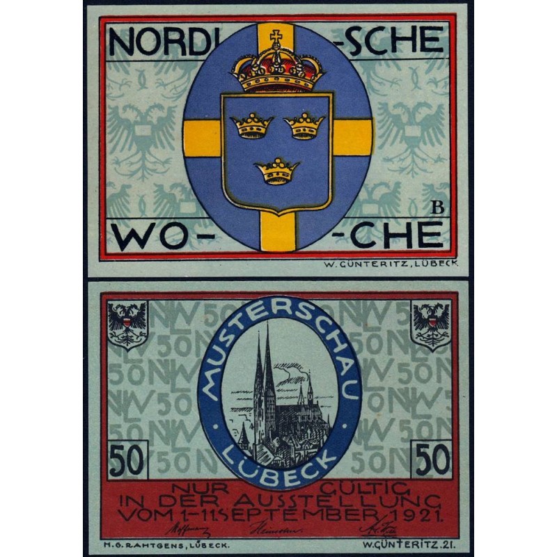 Allemagne - Notgeld - Lübeck - 50 pfennig - Série B - 01/09/1921 - Etat : NEUF