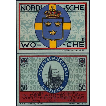 Allemagne - Notgeld - Lübeck - 50 pfennig - Série B - 01/09/1921 - Etat : NEUF