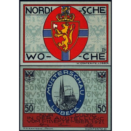 Allemagne - Notgeld - Lübeck - 50 pfennig - Série D - 01/09/1921 - Etat : NEUF