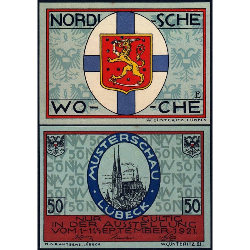 Allemagne - Notgeld - Lübeck - 50 pfennig - Série E - 01/09/1921 - Etat : SPL+