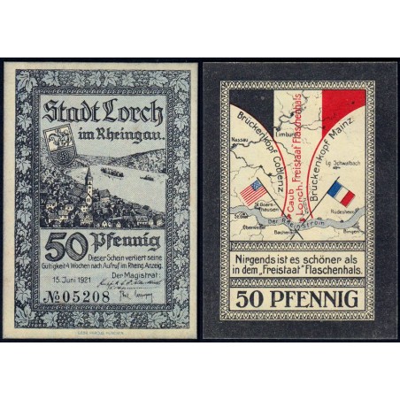Allemagne - Notgeld - Lorch - 50 pfennig - Type 1 - 15/06/1921 - Etat : NEUF