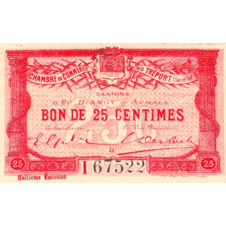 Le Tréport - Pirot 71-31 - 25 centimes - Lettre D - Série I - 8e émission - 1916 - Etat : SUP