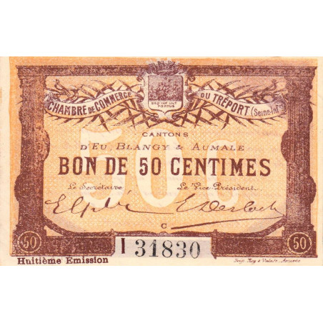 Le Tréport - Pirot 71-32 - 50 centimes - Lettre C - Série I - 8e émission - 1916 - Etat : SUP+