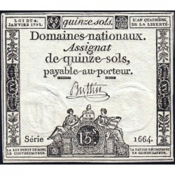 Assignat 24a - 15 sols - 4 janvier 1792 - Série 1664 - Etat : SUP