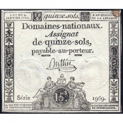 Assignat 24a - 15 sols - 4 janvier 1792 - Série 1969 - Etat : TTB