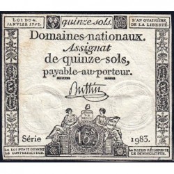 Assignat 24a - 15 sols - 4 janvier 1792 - Série 1983 - Etat : TB+