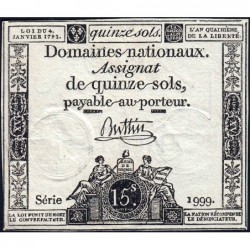 Assignat 24a - 15 sols - 4 janvier 1792 - Série 1999 - Etat : SUP