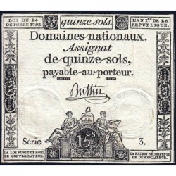 Assignat 35a - 15 sols - 24 octobre 1792 - Série 3 - Etat : TTB