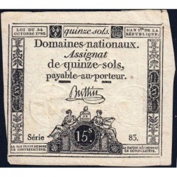 Assignat 35a - 15 sols - 24 octobre 1792 - Série 83 - Etat : TB+