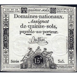 Assignat 35a - 15 sols - 24 octobre 1792 - Série 325 - Etat : TTB+