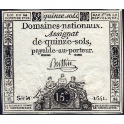 Assignat 35a - 15 sols - 24 octobre 1792 - Série 1641 - Etat : TTB+