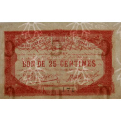 Le Tréport - Pirot 71-39 - 25 centimes - Lettre D - Série K - 10e émission - 1918 - Petit numéro - Etat : SUP+