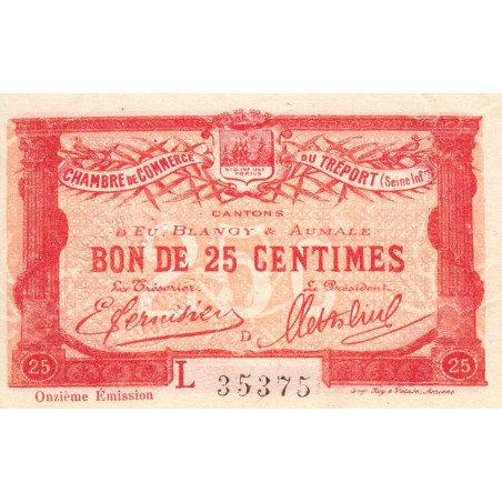 Le Tréport - Pirot 71-40 - 25 centimes - Lettre D - Série L - 11e émission - 1918 - Etat : SUP+