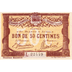 Le Tréport - Pirot 71-42 - 50 centimes - Lettre C - Série L - 11e émission - 1918 - Etat : SPL