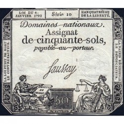 Assignat 26a - 50 sols - 4 janvier 1792 - Série 10 - Etat : TTB