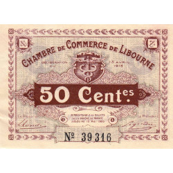 Libourne - Pirot 72-1 - 50 centimes - Sans série - 13/04/1915 - Etat : SUP