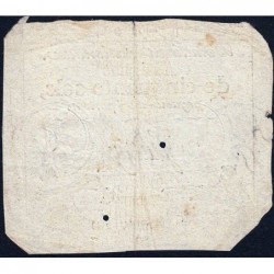 Assignat 42a - 50 sols - 23 mai 1793 - Série 3 - Filigrane royal - Etat : B