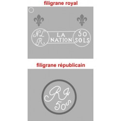 Assignat 42a - 50 sols - 23 mai 1793 - Série 3 - Filigrane royal - Etat : B