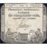 Assignat 42a - 50 sols - 23 mai 1793 - Série 10 - Filigrane royal - Etat : TB-