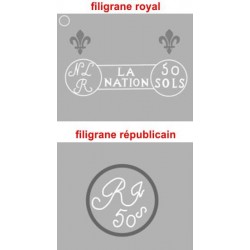 Assignat 42a - 50 sols - 23 mai 1793 - Série 10 - Filigrane royal - Etat : TB-