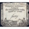 Assignat 42a - 50 sols - 23 mai 1793 - Série 12 - Filigrane royal - Etat : B+