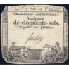 Assignat 42a - 50 sols - 23 mai 1793 - Série 23 - Filigrane royal - Etat : TB-