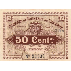 Libourne - Pirot 72-15 - 50 centimes - 3e série - 13/04/1915 - Etat : SUP