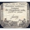 Assignat 42b - 50 sols - 23 mai 1793 - Série 42 - Filigrane républicain - Etat : TB-