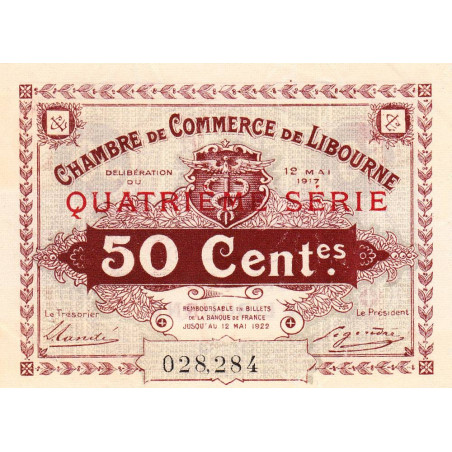 Libourne - Pirot 72-18 - 50 centimes - Quatrième série - 12/05/1917 - Etat : SUP+