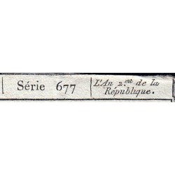Assignat 42b_v1 - 50 sols - 23 mai 1793 - Série 677 - Filigrane républicain - Variété - Etat : TTB