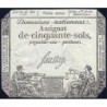 Assignat 42b-v1 (variété) - 50 sols - 23 mai 1793 - Série 2020 - Filigrane républicain - Etat : TTB