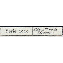 Assignat 42b_v1 - 50 sols - 23 mai 1793 - Série 2020 - Filigrane républicain - Variété - Etat : TTB