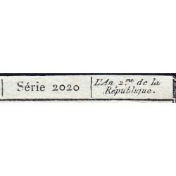 Assignat 42b-v1 (variété) - 50 sols - 23 mai 1793 - Série 2020 - Filigrane républicain - Etat : TTB