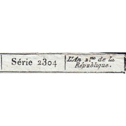Assignat 42b_v1 - 50 sols - 23 mai 1793 - Série 2304 - Filigrane républicain - Variété - Etat : TTB