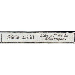 Assignat 42b_v1 - 50 sols - 23 mai 1793 - Série 2558 - Filigrane républicain - Variété - Etat : TTB