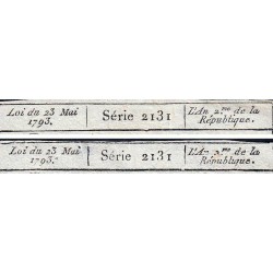 Assignat 42b-v1 (variété) + 42b - 50 sols - 23 mai 1793 - Série 2131 - Etat : TTB / TB+