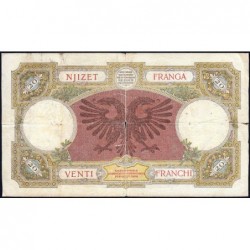 Albanie - Pick 7 - 20 francs - Série H6 - 1939 - Etat : TB