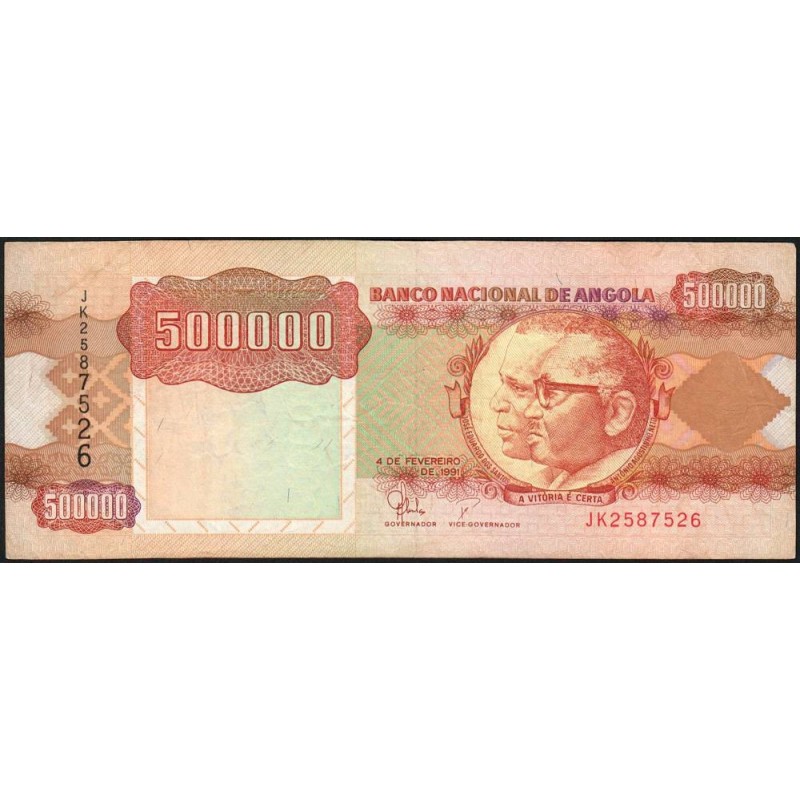 Angola - Pick 134 - 500'000 kwanzas - Série JK - 04/02/1991 - Etat : TB+