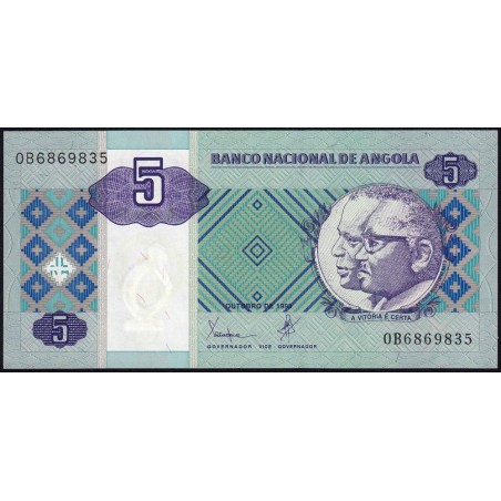 Angola - Pick 144a - 5 kwanzas - Série OB - 10/1999 - Etat : NEUF