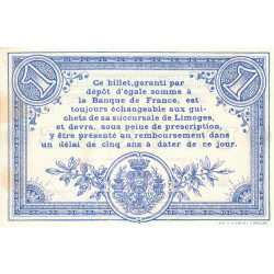 Limoges - Pirot 73-10b - 1 franc - Série D - 17/08/1914 - Etat : SUP