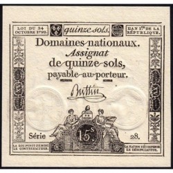 Assignat 35a - 15 sols - 24 octobre 1792 - Série 28 - Etat : SUP+